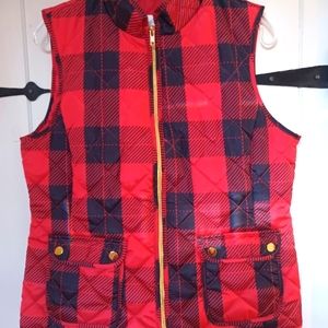 St John's Bay Woman's Red Plaid Vest